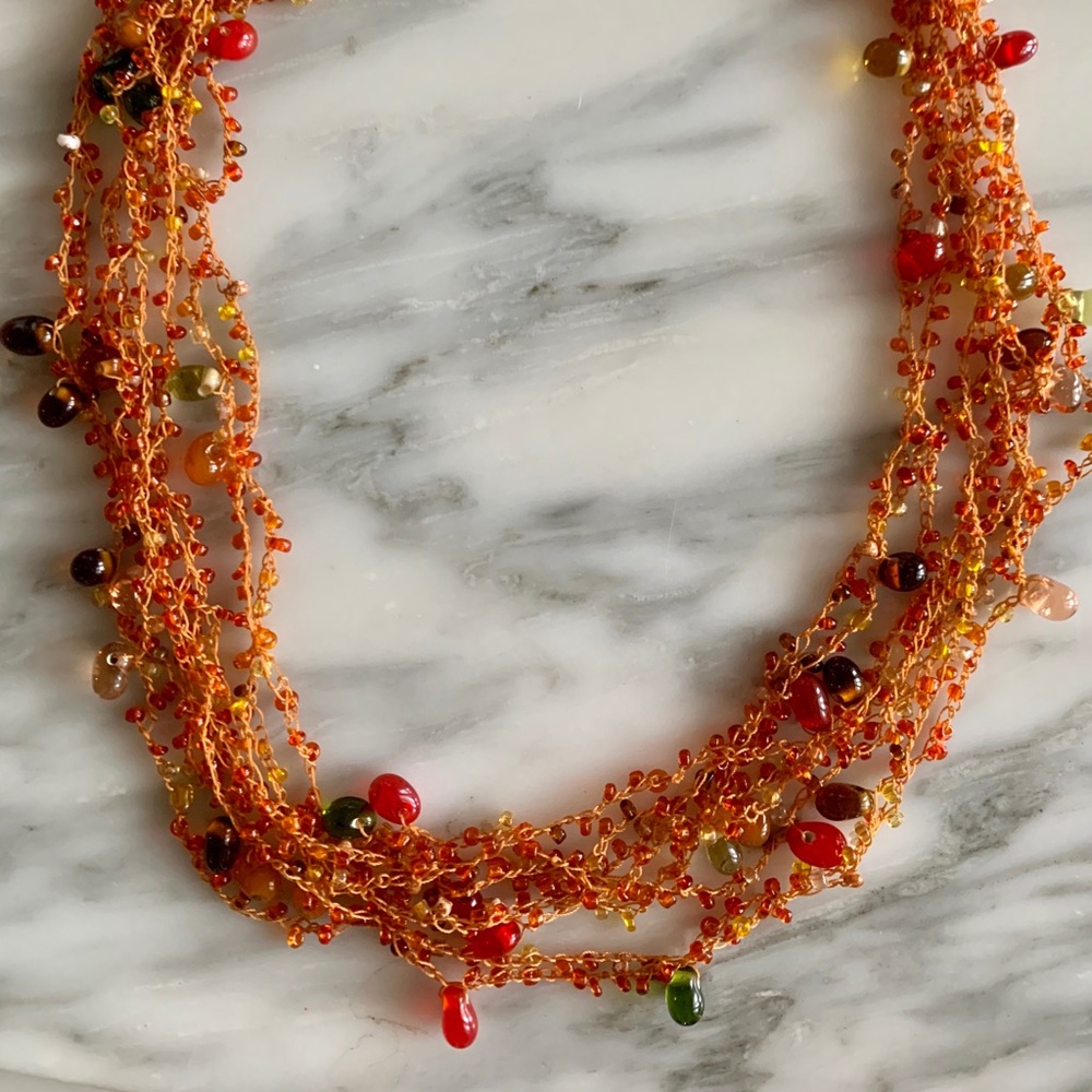 Vintage hand blown glass multi layered necklace